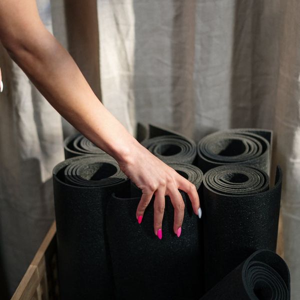 Close up of a premium texture yoga mat